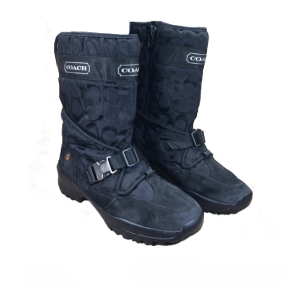 Coach Black ‘Sela’ Signature C Suede Snow Boots, Sz 7 - Picture 3 of 14